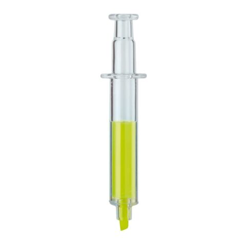 Spritzen-Textmarker Gelb-Gelb | 1-farbiger Tampondruck | Seite 1 | 50 mm x 8 mm | Nicht verfügbar