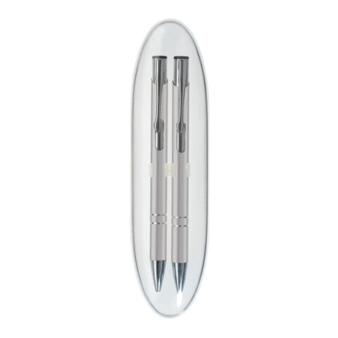 Schreibset Alicante Plus Silber | 1-farbiger Tampondruck | Schachtel auf dem Deckel | 40 mm x 20 mm | Nicht verfügbar