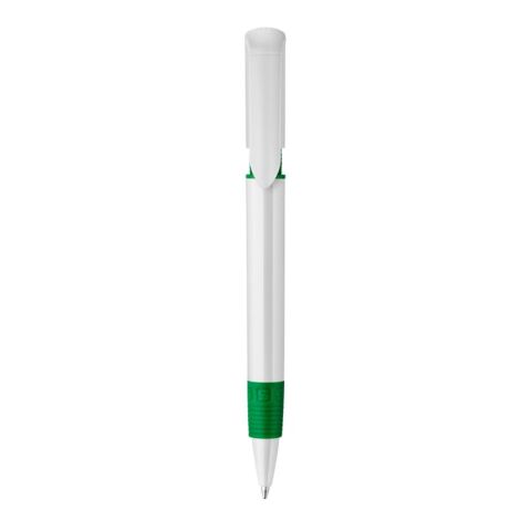Kugelschreiber S40 Grip hardcolour Weiss-Grün | 1-farbiger Siebdruck | in Verlängerung vom Clip | 40 mm x 30 mm | Nicht verfügbar