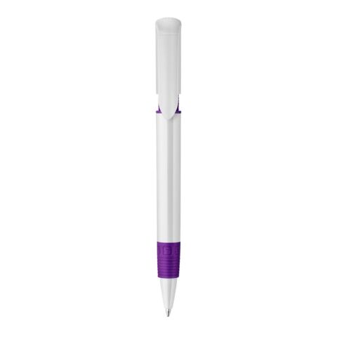 Kugelschreiber S40 Grip hardcolour Weiss-Transparent Violett | 1-farbiger Tampondruck | 270° vom Clip | 40 mm x 8 mm | Nicht verfügbar