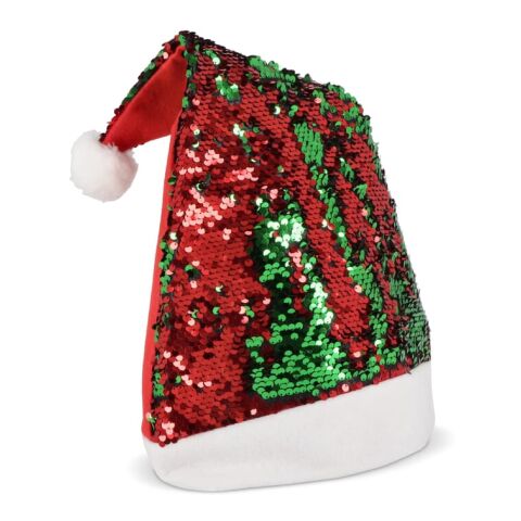 Zweifarbige Pailletten-Weihnachtsmütze Rot / Weiß-Grün | ohne Werbeanbringung | Nicht verfügbar | Nicht verfügbar