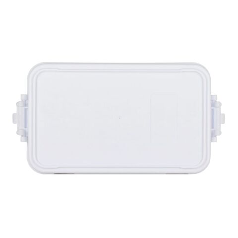 Doppelte Lunchbox mit Besteck Weiss | 1-farbiger Tampondruck | Deckel | 50 mm x 50 mm