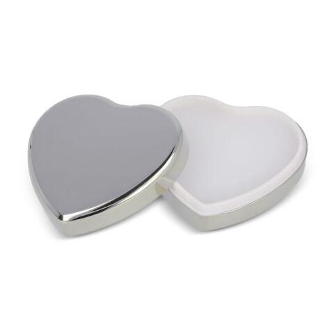 Lippenbalsam in Flacher metallischer Herzformdose Silber | ohne Werbeanbringung | Nicht verfügbar | Nicht verfügbar