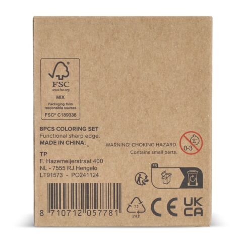 8-teiliges Malset in Kraftkarton Natur | ohne Werbeanbringung | Nicht verfügbar | Nicht verfügbar