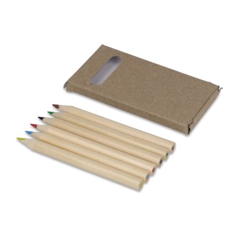 6 Buntstifte in Kraftbox Natur | ohne Werbeanbringung | Nicht verfügbar | Nicht verfügbar