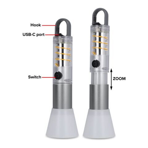 Multifunktions-Taschenlampe aus recycelten Materialien silber | ohne Werbeanbringung | Nicht verfügbar | Nicht verfügbar