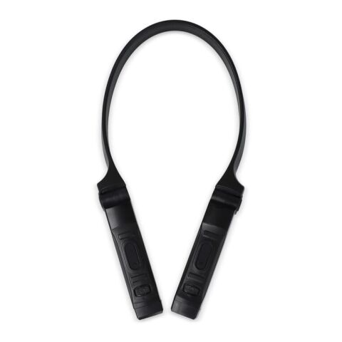 Wiederaufladbare, freihändige Nackentaschenlampe Schwarz | 1-farbiger Tampondruck | linke Seite | 65 mm x 12 mm
