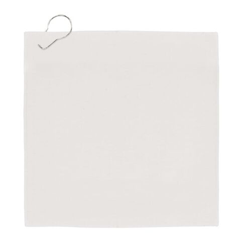 Schnelltrocknendes Golfhandtuch mit Haken R-PET 30x30cm Sublimation Weiss-Grau | ohne Werbeanbringung | Nicht verfügbar | Nicht verfügbar