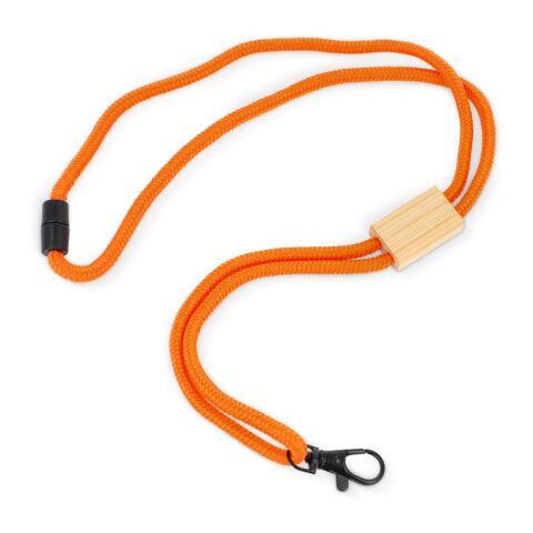 R-PET Kordel-Lanyard Orange | 1-farbiger Tampondruck | Seite 1 | 28 mm x 14 mm