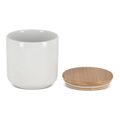 Vorratsdose aus Keramik &amp; Bambus 550ml Weiss | ohne Werbeanbringung | Nicht verfügbar | Nicht verfügbar