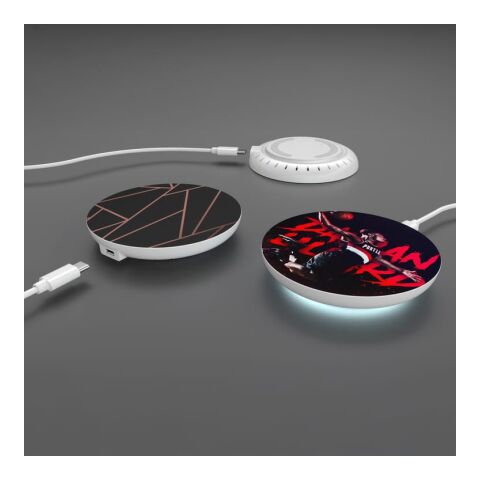 Kabelloses Schnellladegerät 15W mit LED-Anzeige Weiss | ohne Werbeanbringung | Nicht verfügbar | Nicht verfügbar