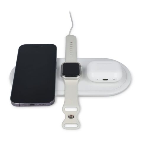 3-in-1 15W Drahtloses Ladegerät für Handys, Apple Watch und AirPods. Weiss | ohne Werbeanbringung | Nicht verfügbar | Nicht verfügbar