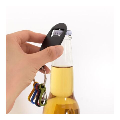Flaschenöffner Schlüsselanhänger Schwarz | ohne Werbeanbringung | Nicht verfügbar | Nicht verfügbar