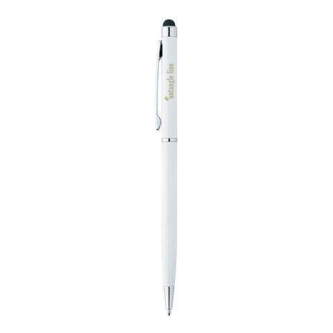 Sleek Stylus Kugelschreiber weiss | 1-farbiger Siebdruck | Schaft-Clipverlängerung | 15.00 mm x 38.00 mm