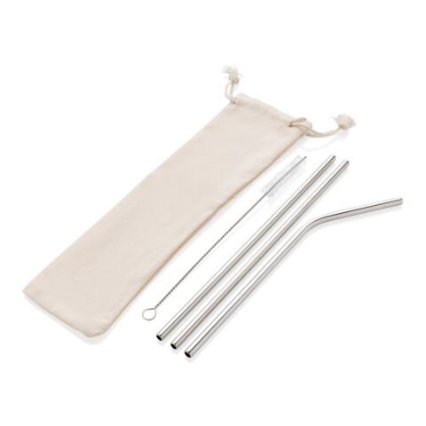 3-teiliges Trinkhalm-Set aus Stainless Steel silber | ohne Werbeanbringung | Nicht verfügbar | Nicht verfügbar