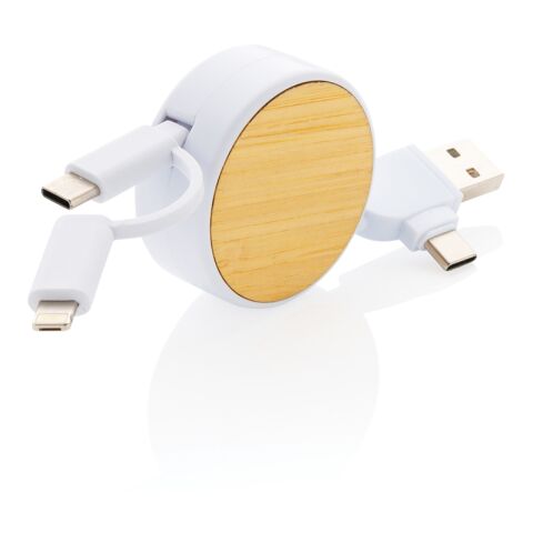 Ontario ausziehb. 6-in-1 Kabel aus RCS recyceltem Kunststoff weiß | ohne Werbeanbringung | Nicht verfügbar | Nicht verfügbar