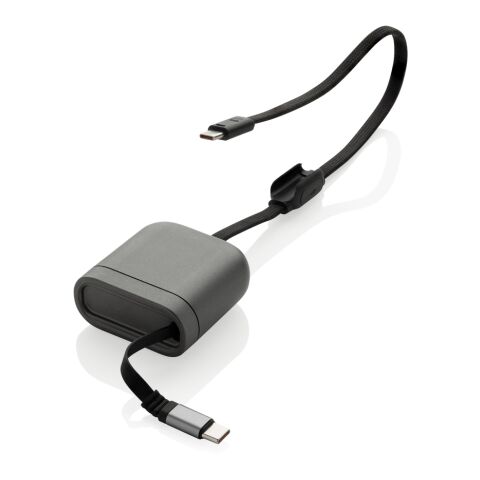 Spira RCS – recyceltes, einziehbares 100W-Schnellladekabel grau