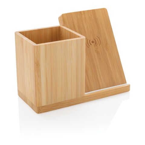 Calgary kabelloses 10W-Ladegerät aus Bambus braun | ohne Werbeanbringung | Nicht verfügbar | Nicht verfügbar