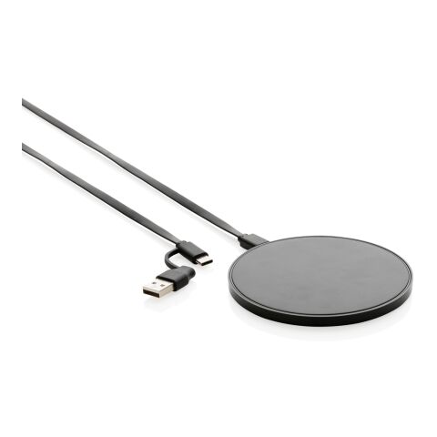 10W Wireless Charger aus RCS Standard recyceltem Kunststoff schwarz | ohne Werbeanbringung | Nicht verfügbar | Nicht verfügbar