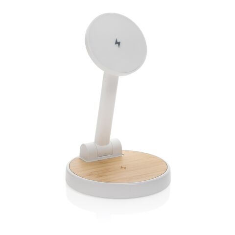 Ontario 2-in-1 15W magnetischer Ladeständer aus RCS rPlastik weiß | ohne Werbeanbringung | Nicht verfügbar | Nicht verfügbar
