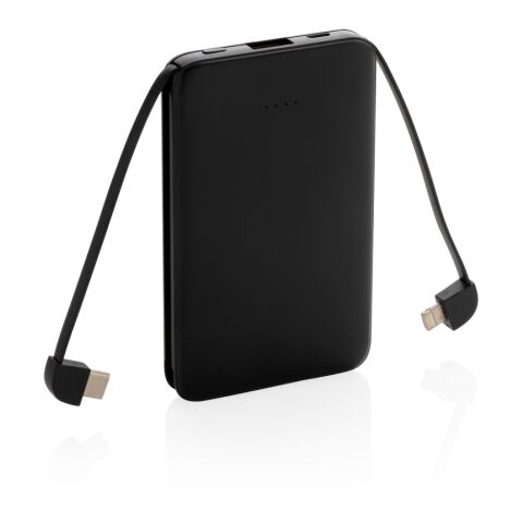5.000 mAh Powerbank mit integriertem Kabel schwarz | ohne Werbeanbringung | Nicht verfügbar | Nicht verfügbar