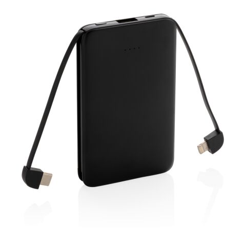 5.000 mAh Powerbank mit integriertem Kabel schwarz