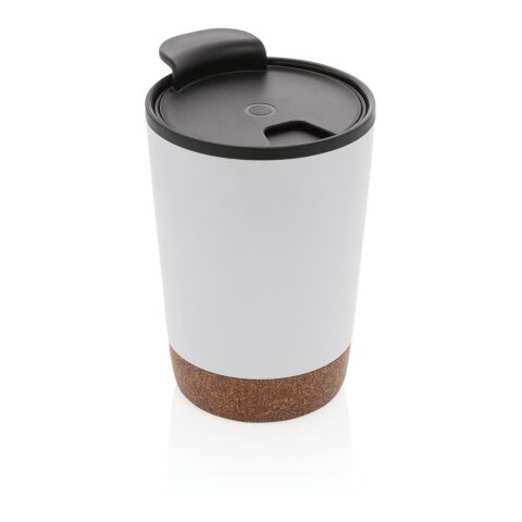GRS rPP Edelstahl-Kaffeebecher mit Kork weiß | ohne Werbeanbringung | Nicht verfügbar | Nicht verfügbar