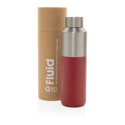 Fluid Flasche aus RCS-zertifiziert recyceltem Stahl, 600ml rot | ohne Werbeanbringung | Nicht verfügbar | Nicht verfügbar
