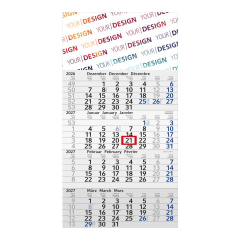 4-Monatskalender Einblatt Budget 4 RECYCLING Schrift modern Blau | 300 × 560 mm | ohne Werbeanbringung