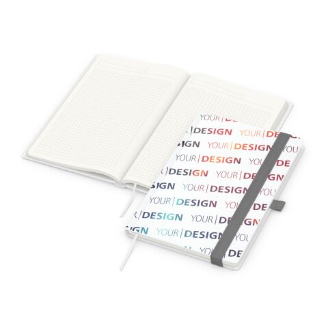 Notizbuch Match-Book RECYCLING Hardcover individuell bedruckt Silber | DIN A5 | ohne Werbeanbringung | recyceltes Papier matt | Winkelkaro