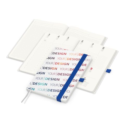 Wochenkalender vorne + Notizen hinten Match-Hybrid RECYCLING Papier-Hardcover A5 Mittelblau | DIN A5 | ohne Werbeanbringung | recyceltes Naturpapier