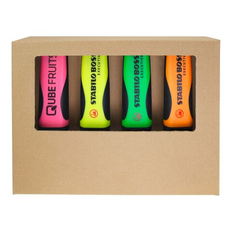 STABILO BOSS EXECUTIVE 4er Tisch-Set Leuchtmarkierer weiß | ohne Werbeanbringung