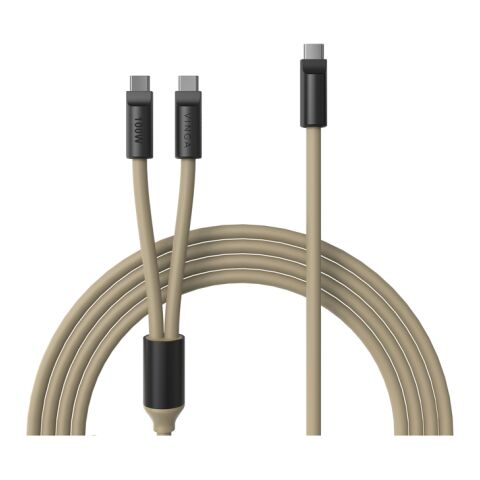 VINGA Baltimore Silikon-Multiladekabel, Type-C to 2x Type-C grau