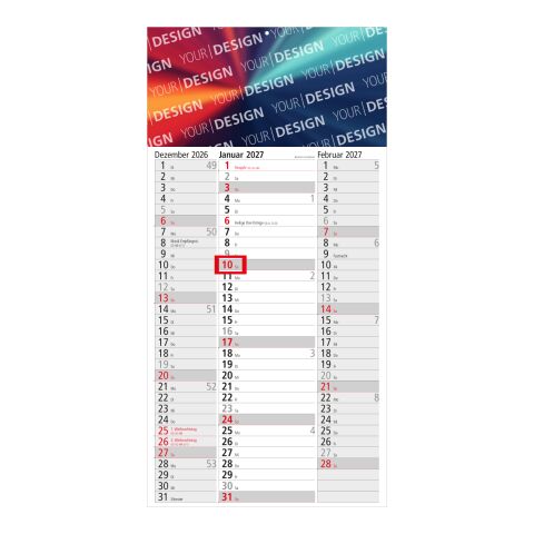 3-Monatskalender Einblatt Spectrum 3 EXPRESS Streifenkalender 3 Monate Hellgrau | 300 × 600 mm | ohne Werbeanbringung