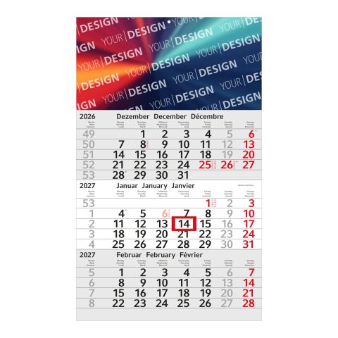 3-Monatskalender Budget 3 EXPRESS Schrift modern Hellgrau | 300 × 490 mm | ohne Werbeanbringung
