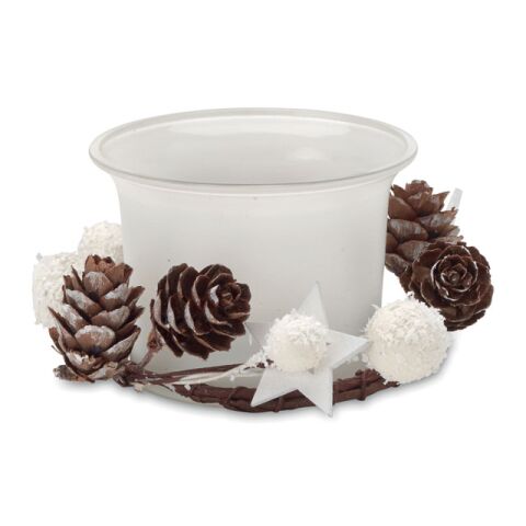 Kerzenhalter in weihnachtlicher Deko weiß | ohne Werbeanbringung | Nicht verfügbar | Nicht verfügbar | Nicht verfügbar