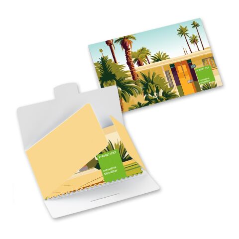 POLYCLEAN rPET Brillentuch im Papieretui, All-Inclusive-Paket  4C-Digitaldruck | 15 x 15 cm