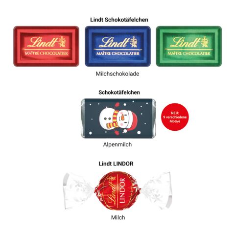 Geschenkbox Mini Weihnachten 4c Euroskala | 5 Alpenmilch-Schokotäfelchen