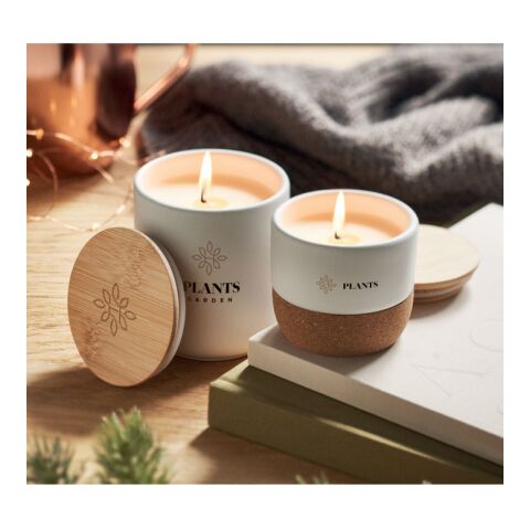 Kerze im Steinguttopf 80 g weiß | ohne Werbeanbringung | Nicht verfügbar | Nicht verfügbar