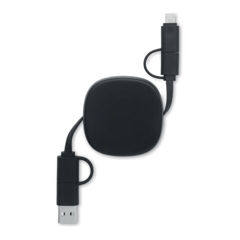 Einziehbares Ladekabel 60W schwarz | ohne Werbeanbringung | Nicht verfügbar | Nicht verfügbar | Nicht verfügbar