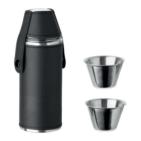 Flasche mit Schnapsbechern schwarz | ohne Werbeanbringung | Nicht verfügbar | Nicht verfügbar