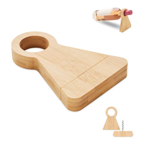 Flaschenhalter &amp; Öffner Bambus holzfarben