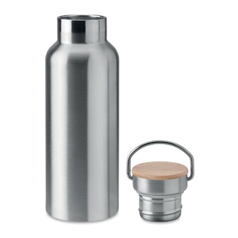 Doppelwandige Trinkflasche mit Bambus Deckel mattsilber | ohne Werbeanbringung | Nicht verfügbar | Nicht verfügbar | Nicht verfügbar