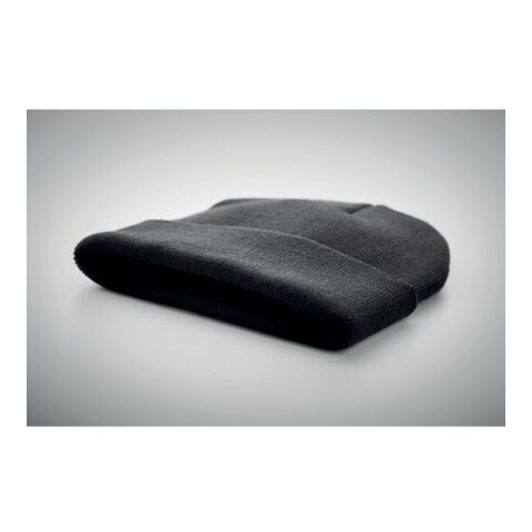 Beanie mit Umschlag RPET schwarz | ohne Werbeanbringung | Nicht verfügbar | Nicht verfügbar | Nicht verfügbar