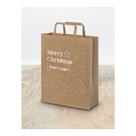 *Christmas* Kraftpapiertasche flacher Henkel Weiß | Ho Ho Ho | Digitaldruck
