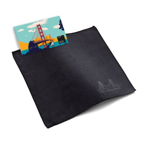 Microfaser-Prägetuch im Papieretui, All-Inclusive-Paket schwarz | ohne Werbeanbringung