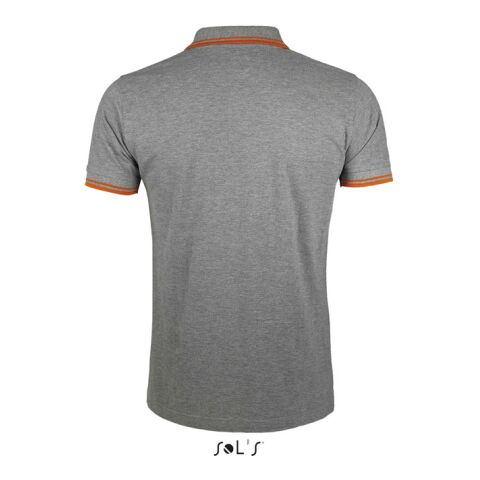 PASADENA Herren Polo 200g Melange Grau/Orange | 3XL | ohne Werbeanbringung | Nicht verfügbar | Nicht verfügbar | Nicht verfügbar
