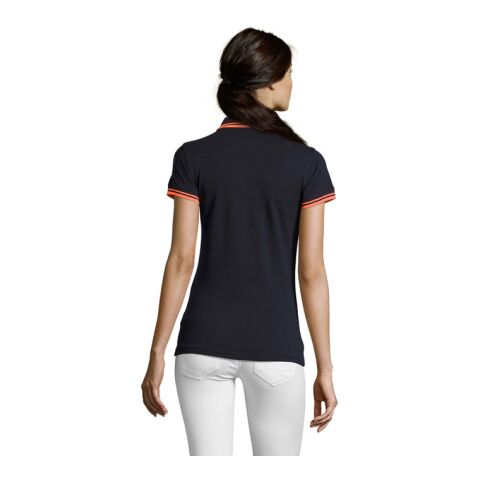 PASADENA Damen Polo 200g Marineblau/Neonorange | M | ohne Werbeanbringung | Nicht verfügbar | Nicht verfügbar | Nicht verfügbar