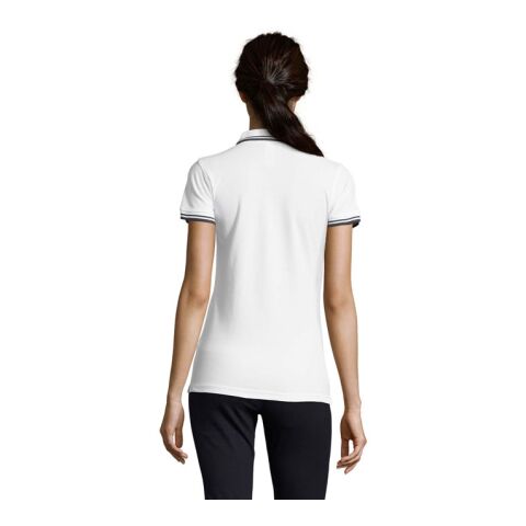 PASADENA Damen Polo 200g weiß/marine | M | ohne Werbeanbringung | Nicht verfügbar | Nicht verfügbar | Nicht verfügbar