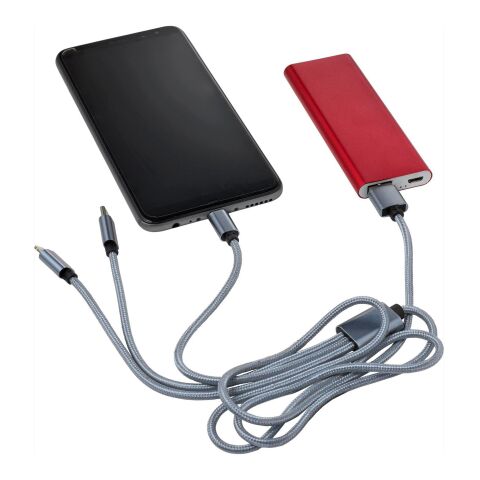 3-in-1 Ladekabel 'Belfast' aus Aluminium und Nylon Silber